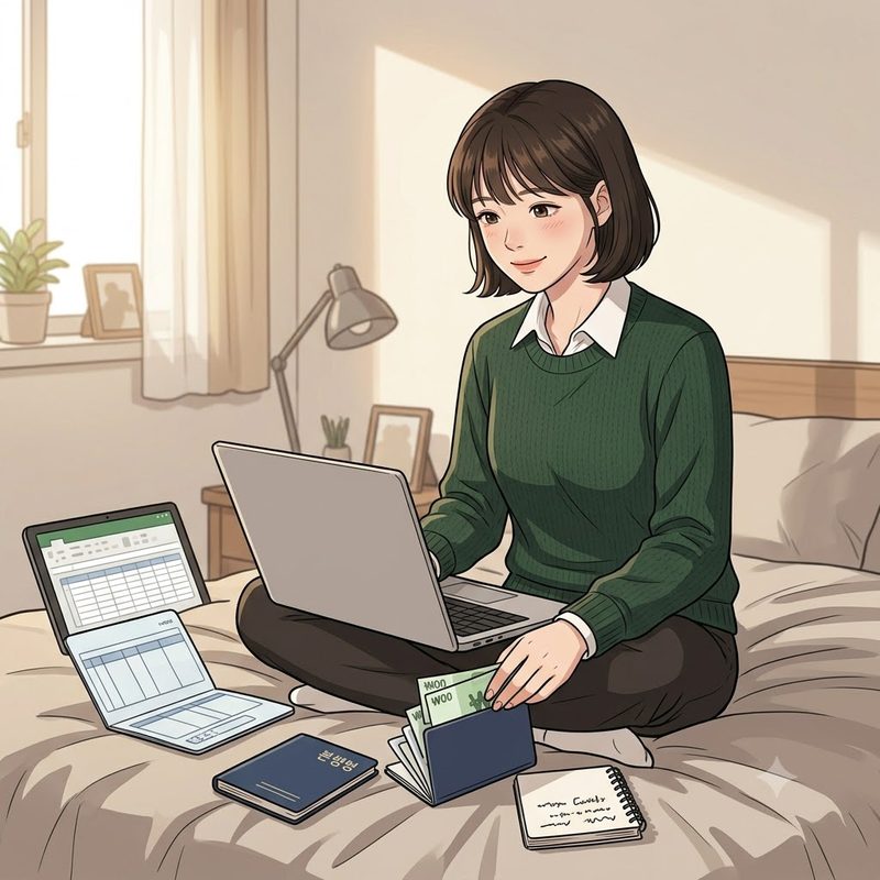 20~30대 자녀가 부모님께 받은 돈을 정리하는 모습